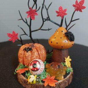 Pumpkin and toadstool mini scene
